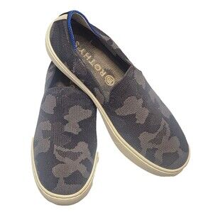 ROTHY'S The Original Camo Sneaker Women Sz 7.5 Slip On Flats Black Gray Washable